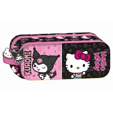 Hello Kitty & Kuromi 2 rekeszes tolltartó 23 cm