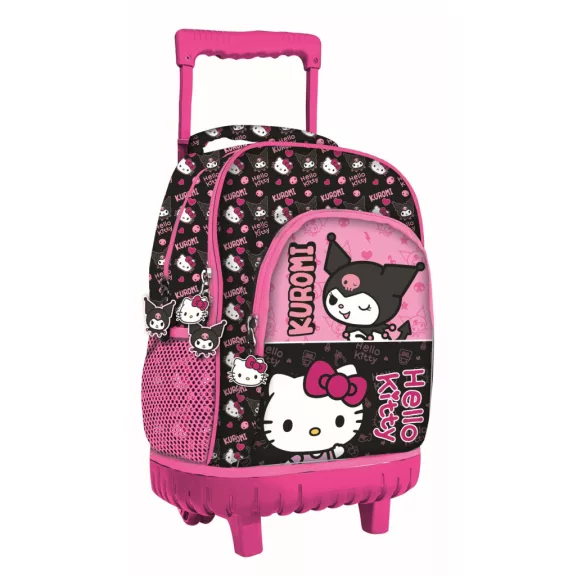 Hello Kitty & Kuromi prémium gurulós iskolatáska, táska 44 cm Hello Kitty & Kuromi prémium gurulós iskolatáska, táska 44 cm