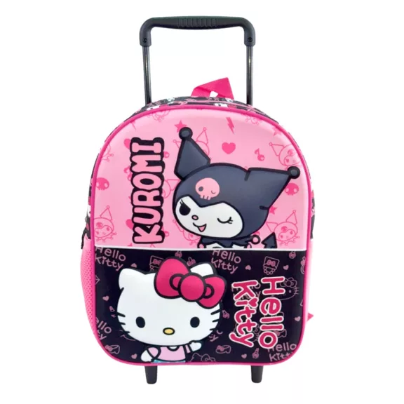 Hello Kitty & Kuromi gurulós ovis 3D hátizsák, táska 32 cm Hello Kitty & Kuromi gurulós ovis 3D hátizsák, táska 32 cm