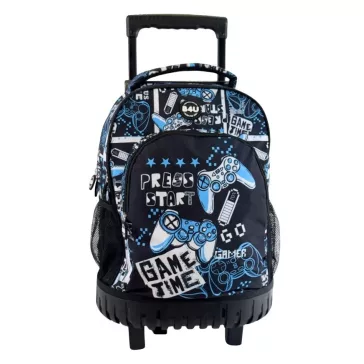   Gamer Press Start prémium gurulós iskolatáska, táska 44 cm