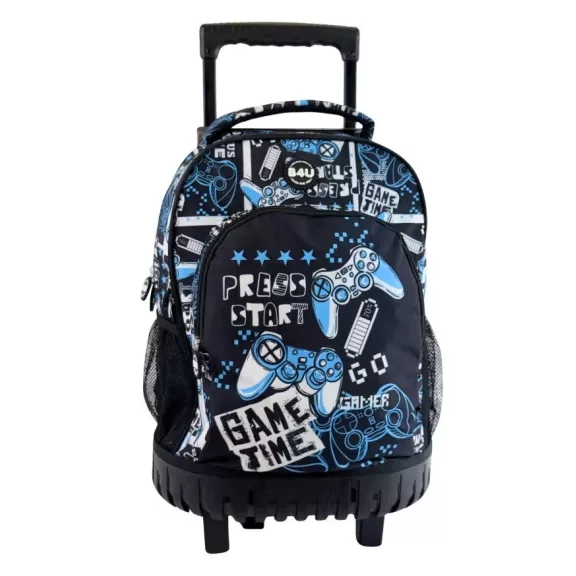 Gamer Press Start prémium gurulós iskolatáska, táska 44 cm Gamer Press Start prémium gurulós iskolatáska, táska 44 cm