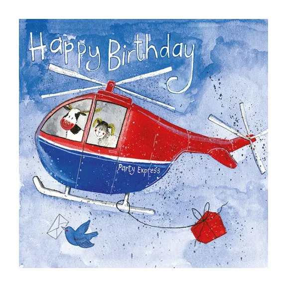 Képeslap Alex Clark borítékkal, 14x14 cm, helikopter HBD Képeslap Alex Clark borítékkal, 14x14 cm, helikopter HBD