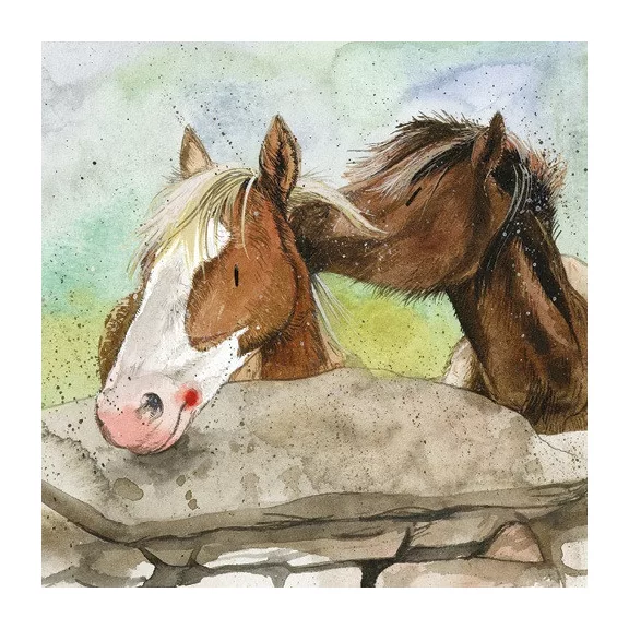 Képeslap Alex Clark borítékkal, 14x14 cm, 2 ló Képeslap Alex Clark borítékkal, 14x14 cm, 2 ló