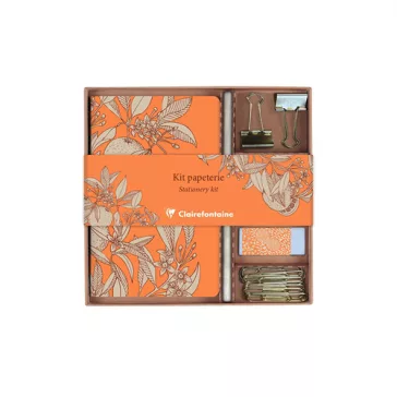   Kollekció Clairefontaine Jardin des Sens jegyzetfüzet, ceruza, binder csipesz, kapocs, radír