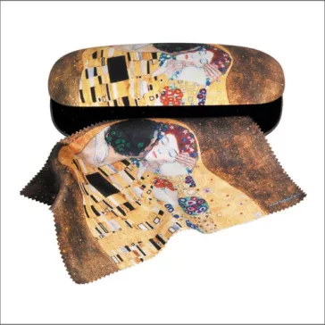   Szemüvegtok Fridolin Gustav Klimt 'A csók' törlőkendővel