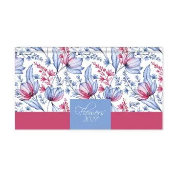   Határidőnapló Period Flowers Zsebnaptár fekvő Blue papír 2027