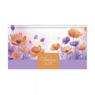   Határidőnapló Period Flowers Zsebnaptár fekvő Violet papír 2027