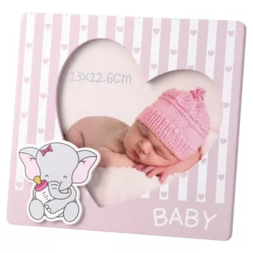   Képkeret Statovac Woody fa 10 x 15 cm asztali, fekvő pink szív