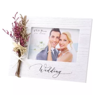   Képkeret Statovac Woody fa 10 x 15 cm asztali, fekvő Wedding fehér