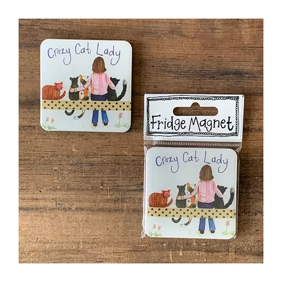 Hűtőmágnes Alex Clark, 6x6 cm, Crazy Cat lady Hűtőmágnes Alex Clark, 6x6 cm, Crazy Cat lady