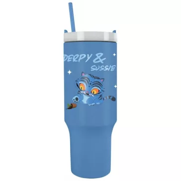   K-pop Démonvadászok Derpy thermo szívószálas kulacs levehető plüss borítással 1,2 L