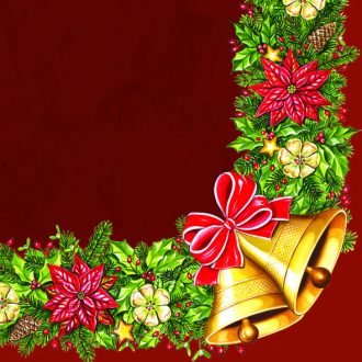 Karácsonyi Wreath with Bells szalvéta 20 db-os 33x33 cm