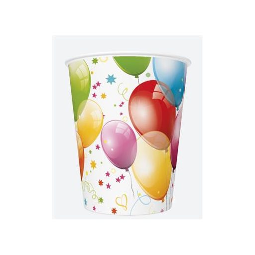 Színes lufis Balloons papír pohár 8 db-os 250 ml
