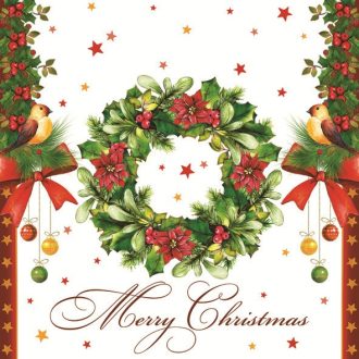 Karácsonyi Wreath szalvéta 20 db-os 33x33 cm