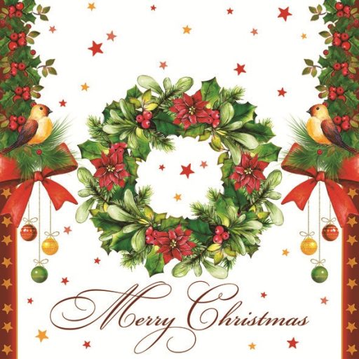 Karácsonyi Wreath szalvéta 20 db-os 33x33 cm