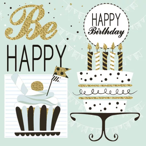 Happy Birthday Mint szalvéta 20 db-os 33x33 cm Happy Birthday Mint szalvéta 20 db-os 33x33 cm
