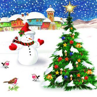Karácsonyi Snowman & Tree szalvéta 20 db-os 33x33 cm