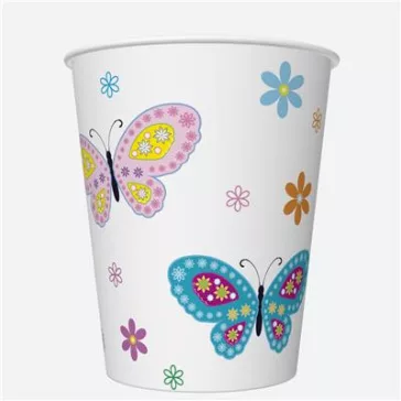 Pillangó With Flowers papír pohár 8 db-os 250 ml