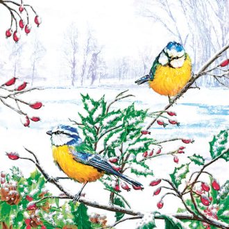 Karácsonyi Winter Tits szalvéta 20 db-os 33x33 cm