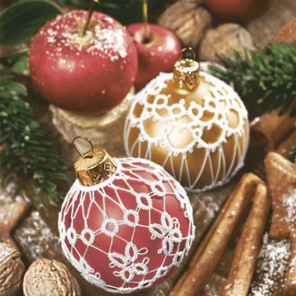   Karácsonyi Lace Red&Gold Baubles szalvéta 20 db-os 33x33 cm