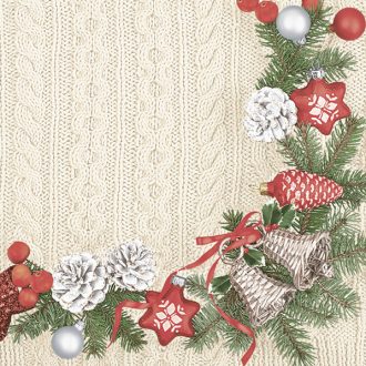 Karácsonyi Knitted Cloth szalvéta 20 db-os 33x33 cm