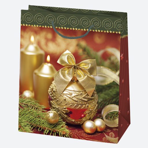 Karácsony Candle papír ajándéktasak, ajándékzacskó 19x23x10,5 cm
