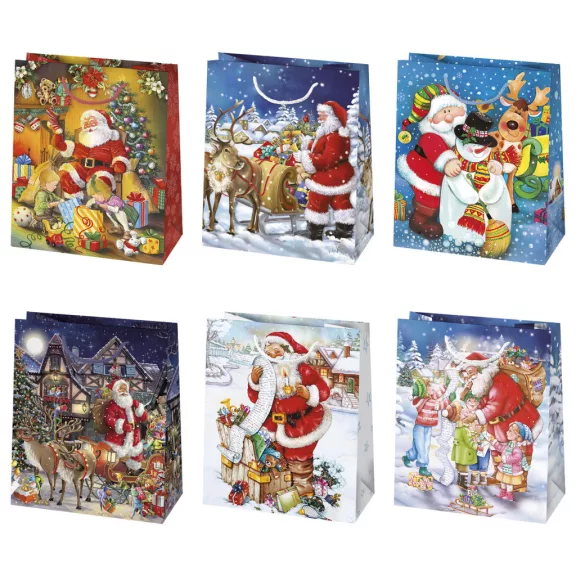 Karácsonyi Santa papír ajándéktasak, ajándékzacskó 19x23x10,5 cm Karácsonyi Santa papír ajándéktasak, ajándékzacskó 19x23x10,5 cm