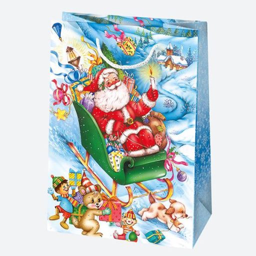 Karácsonyi Toyland papír ajándéktasak, ajándékzacskó 23x32x11 cm