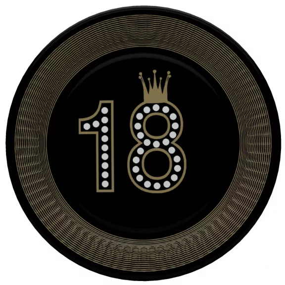 Happy Birthday 18 Hollywood Style papírtányér 8 db-os 22,7 cm Happy Birthday 18 Hollywood Style papírtányér 8 db-os 22,7 cm