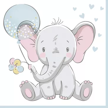 Baby elefánt Blue Balloon szalvéta 20 db-os 33x33 cm