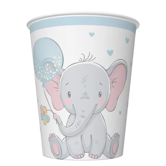 Baby elefánt Blue Balloon papír pohár 8 db-os 250 ml Baby elefánt Blue Balloon papír pohár 8 db-os 250 ml