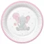 Baby elefánt Pink Balloon papírtányér 8 db-os 18 cm