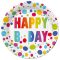 Happy Birthday Dots papírtányér 8 db-os 18 cm