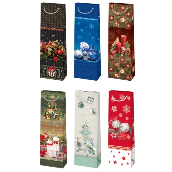Karácsonyi Decorations papír italtáska 10,5x33x8,5 cm Karácsonyi Decorations papír italtáska 10,5x33x8,5 cm
