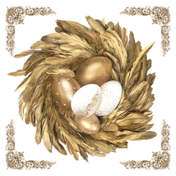 Húsvét Golden Eggs in Nest szalvéta 20 db-os 33x33 cm Húsvét Golden Eggs in Nest szalvéta 20 db-os 33x33 cm