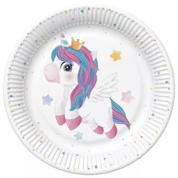 Unikornis Magical Star papírtányér 8 db-os 22,7 cm