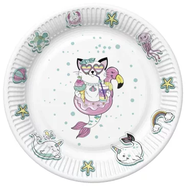 Állatos Cat Vibes papírtányér 8 db-os 22,7 cm