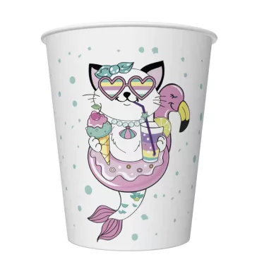Állatos Cat Vibes papír pohár 8 db-os 250 ml