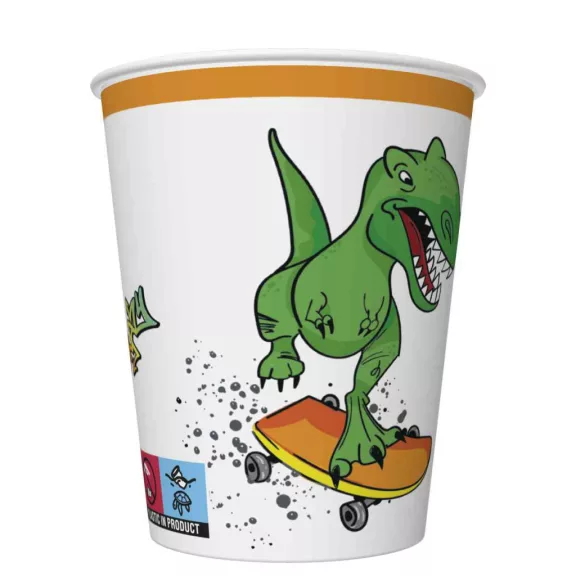 Dinoszaurusz Crazy papír pohár 8 db-os 250 ml Dinoszaurusz Crazy papír pohár 8 db-os 250 ml