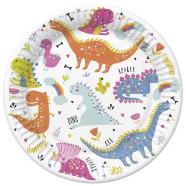 Dinoszaurusz Funny papírtányér 8 db-os 18 cm