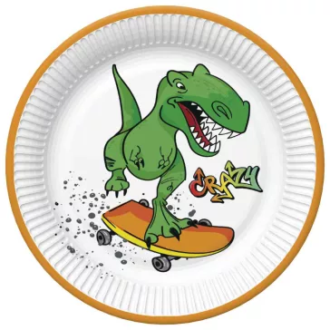 Dinoszaurusz Crazy papírtányér 8 db-os 18 cm