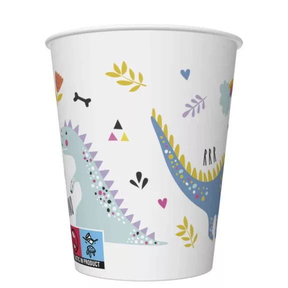 Dinoszaurusz Funny papír pohár 8 db-os 250 ml Dinoszaurusz Funny papír pohár 8 db-os 250 ml