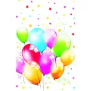 Színes Birthday Balloons papír asztalterítő 120x180 cm