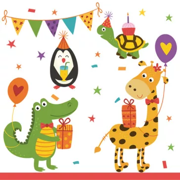Állatos Cute Party szalvéta 20 db-os 33x33 cm
