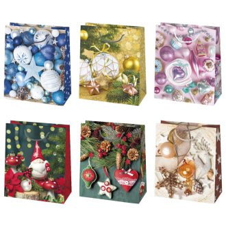   Karácsonyi Decorations papír ajándéktasak, ajándékzacskó 19x23x10,5 cm