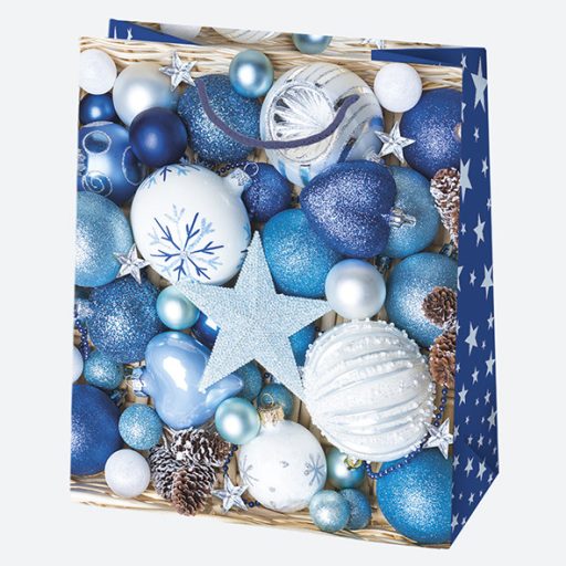 Karácsonyi Decorations papír ajándéktasak, ajándékzacskó 19x23x10,5 cm
