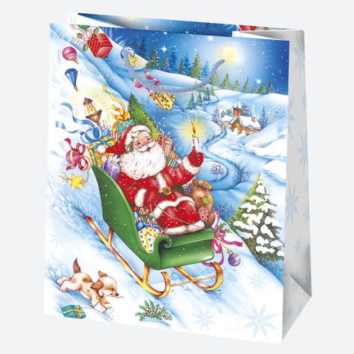 Karácsonyi Toyland papír ajándéktasak, ajándékzacskó 19x23x10,5 cm