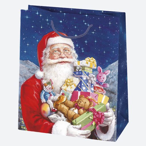 Karácsony Toyland papír ajándéktasak, ajándékzacskó 19x23x10,5 cm