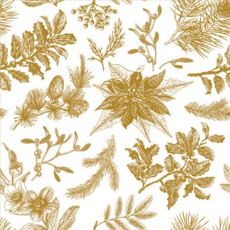 Karácsonyi Botanical Gold szalvéta 20 db-os 33x33 cm