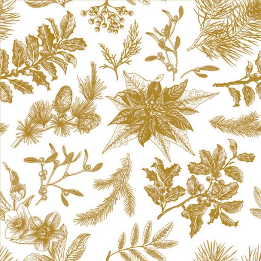 Karácsonyi Botanical Gold szalvéta 20 db-os 33x33 cm
